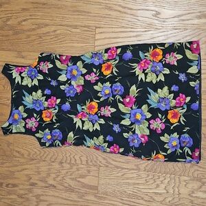 Jessica Howard Petite Linen Blend Black Floral Dress Beaded Lined 12P